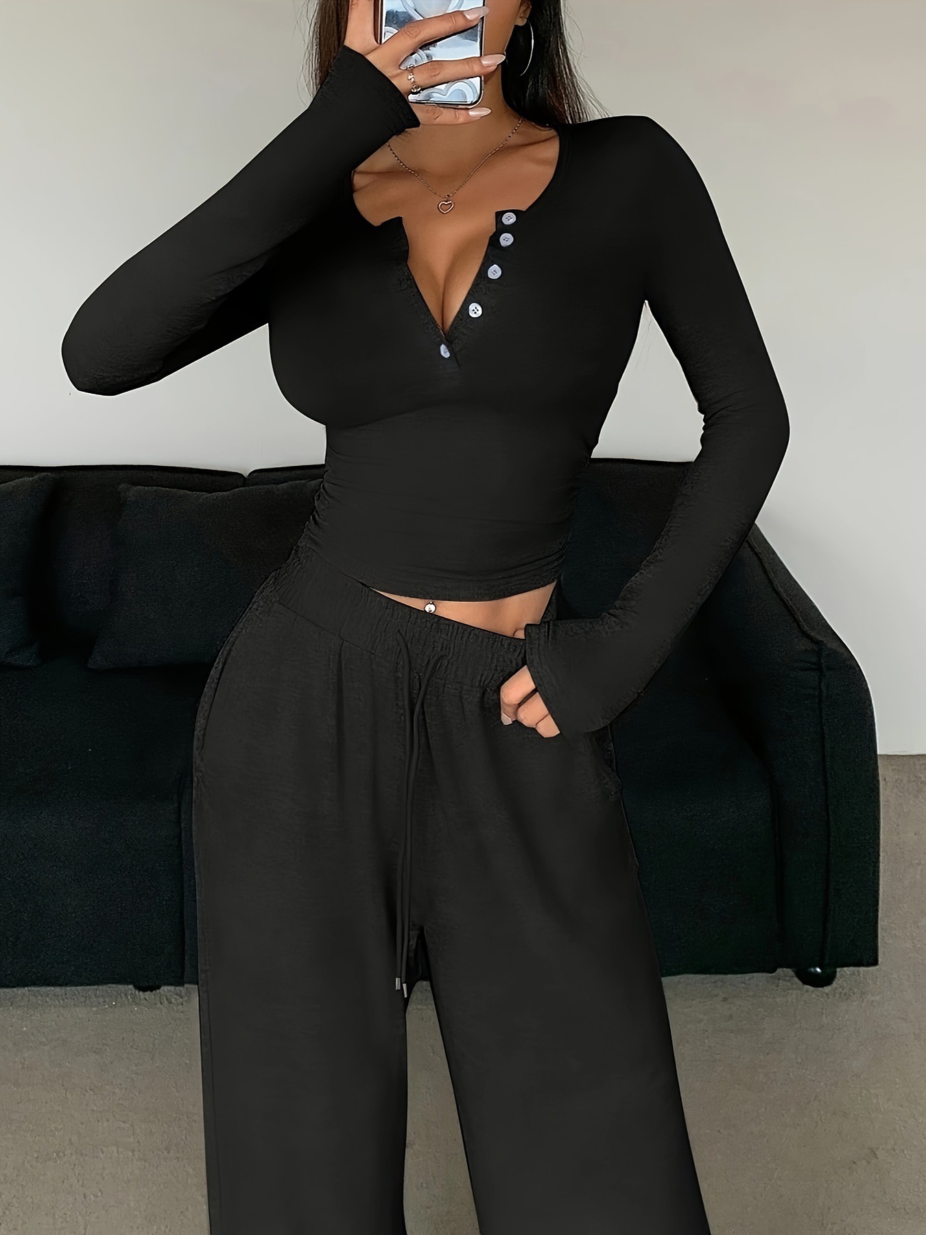 Solid Color Pant Sets Autumn W - Winter Clothing Kit review and price