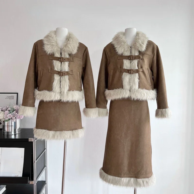 Autumn Retro Faux Fur 2 Piece  - Winter Wear Clothes review and price